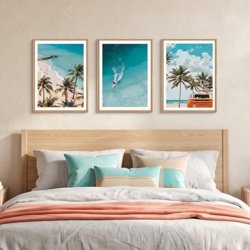 Nature Surfboard Beach Framed Canvas Wall Art