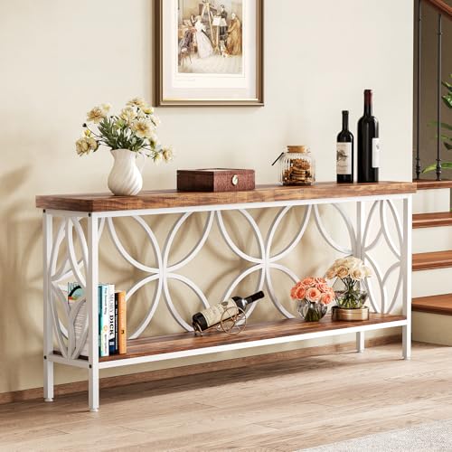 Sofa Table 70.9 Inch Industrial Behind Couch Table with Storage Shelves