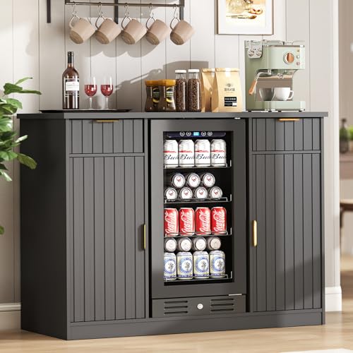 Coffee Bar Cabinet with Fridge Space and Power Outlet