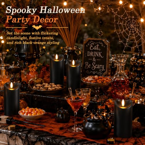 Halloween Black Waterproof LED Candles with Remote Timer (2 Count)