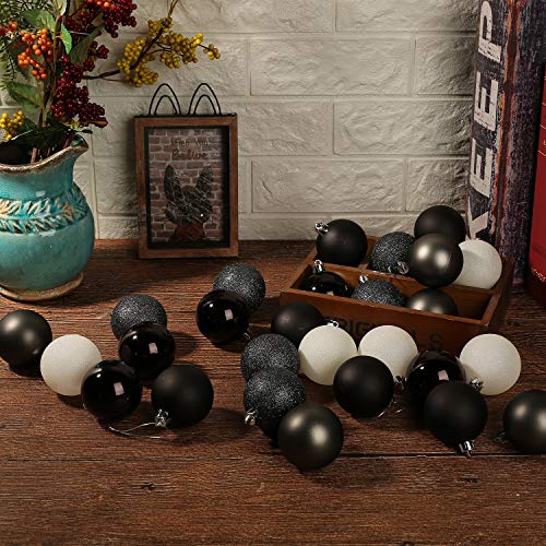 30 Pack Glitter Print Contrast Color Christmas Ball Ornaments (24 Count)