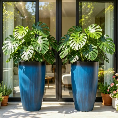 Autodaya 24" Large Tall Outdoor Planters Set of 2 (2 Count)