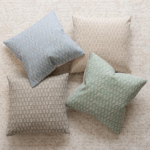 Decorative Floral Print Throw Pillow Covers 20×20 Powder Blue (2 Count)
