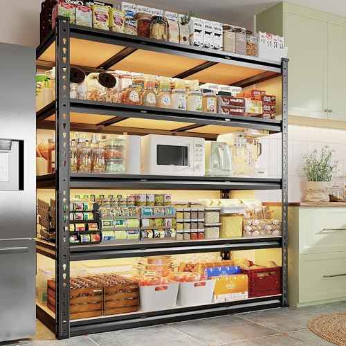 48" W Garage Shelving 3000LBS Storage Shelves 5 Tier Industrial Shelving Adjustable Metal Storage Shelves for Garage (2 Count)