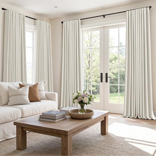 100% Blackout Back Tab Pleat Linen Curtains 50" Wx72 L (2 Count)