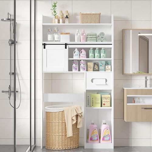 Over The Toilet Storage Cabinet with Sliding Doors
