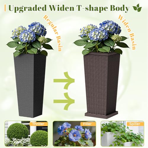 30" Front Porch Resin Rattan Tall Planters 2 Pack (2 Count)