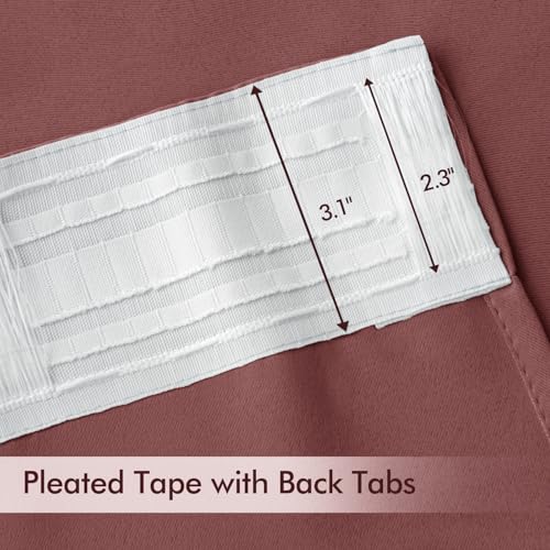 Dusty Rose Back Tab Blackout Curtains 52x96 Inch Long 2 Panels Set (2 Count)