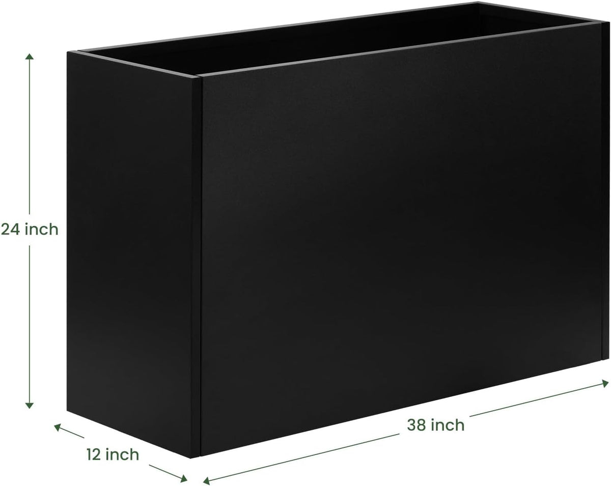 Heavy-Duty Steel Planter Box 38”x12”x24”, Rust-Resistant Large Outdoor & Indoor Plant Container, Metal Garden Box with Drainage Holes & Reinforced Edges