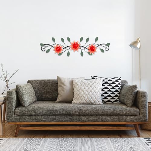 Metal Wall Art Modern Minimalist Metal Flowers Indoor Decor Horizontal Wall Art Iron Artwork