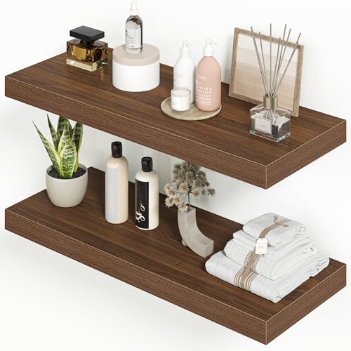 Floating Shelves 23.6" W x 9.3" D Walnut Set of 2