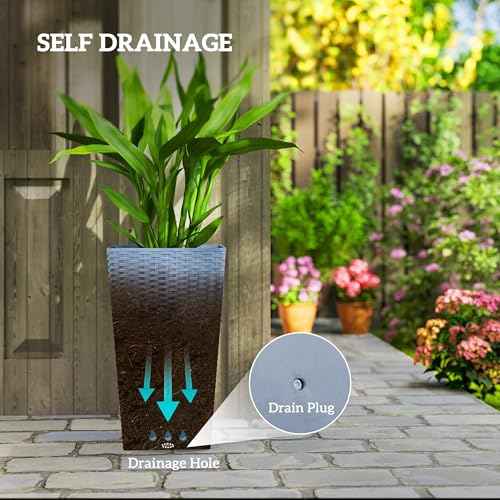 24 in Taper Tall Planters for Outdoor Plants Set of 3 (3 Count)
