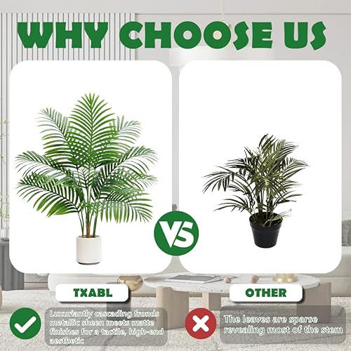 2 Pack Artificial Palm Tree Indoor Plant 3FT Tall Fake Tropical Palm Tree in Pot
