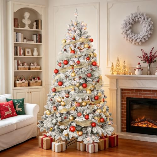 4.5 ft Prelit Flocked Christmas Tree