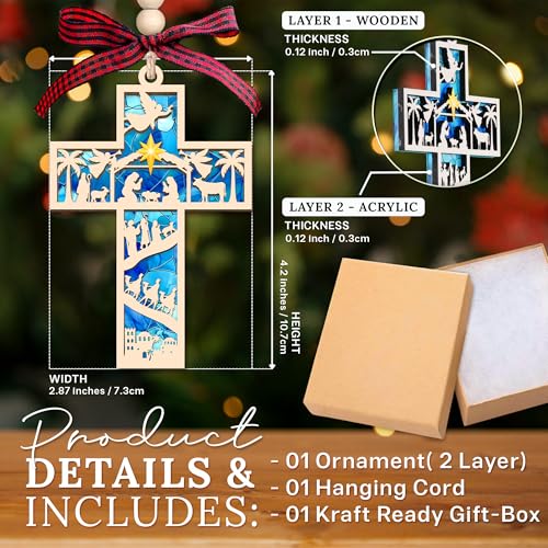 Nativity Cross Ornament for Christmas Tree
