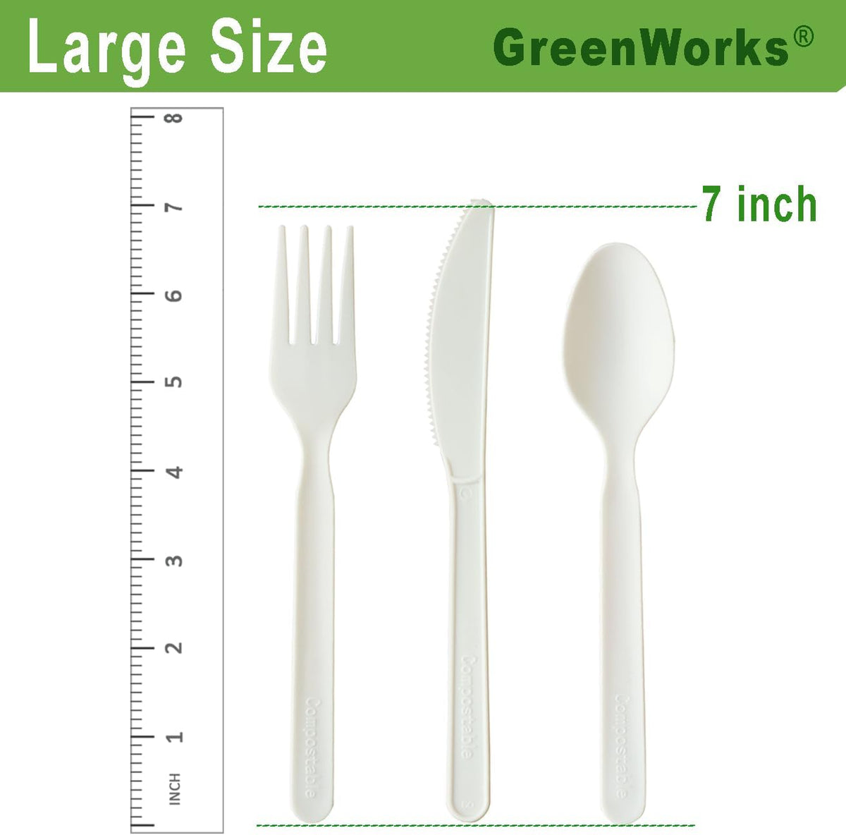 GreenWorks Compostable Knives,100 Count 7" Heavyweight Disposable Biobased Cutlery Knife