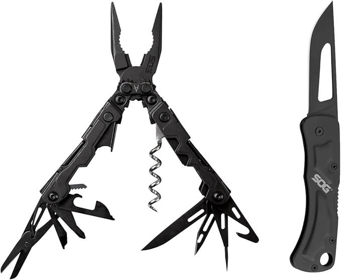 SOG PowerPint Mini Multi Tool - Utility Tool with 18 Lightweight Specialty Tools and SOG Centi II Folding Pocket Keychain Combo Set - Great Everyday Carry for Men or Women