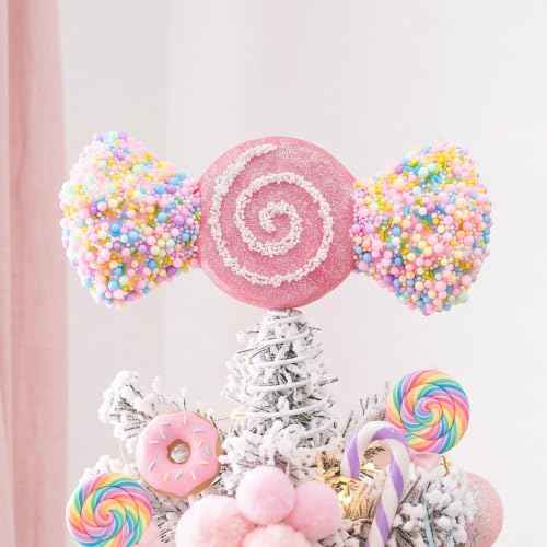 Christmas Tree Topper Decor 9.8" Pastel Candy Cane Treetop Ornament