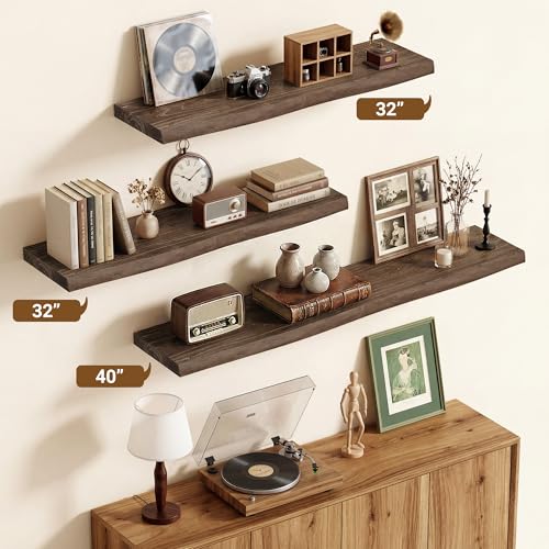 Wood Floating Shelves Live Edge 40” Set of 2 (2 Count)