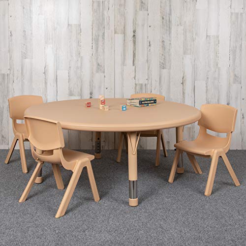 Natural 45" Round Activity Table Set with 4 Chairs
