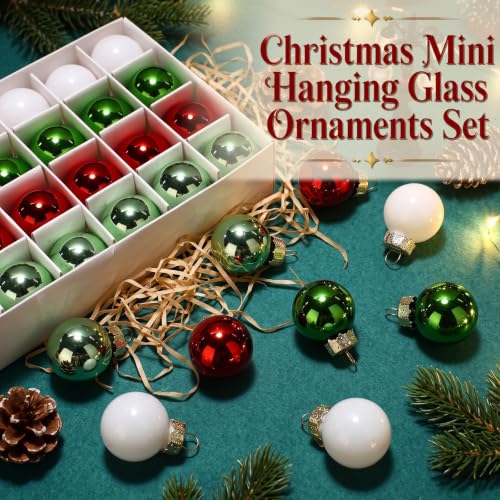 32 Pcs 1'' Mini Glass Christmas Ornament (32 Count)
