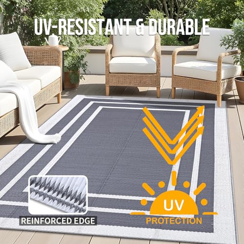 Outdoor Rug 4x6 ft Waterproof Reversible Mat