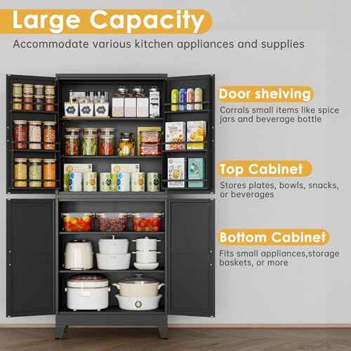 75" Tall Metal Kitchen Pantry Storage Cabinet