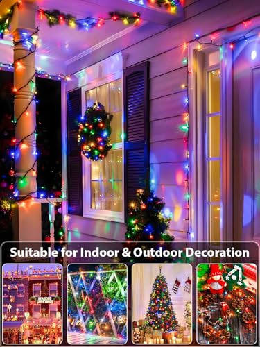 2 Pack Extendable Christmas String Lights Indoor Outdoor 200 LED Multicolor