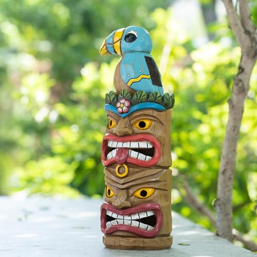 Tiki Totem Pole Solar Powered Garden Statue Decor