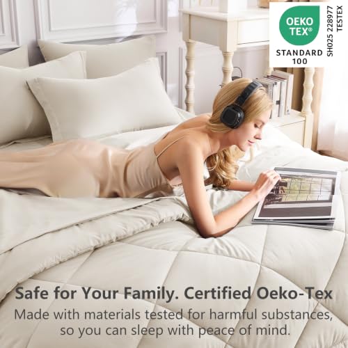 Twin Comforter Set with Sheets Beige