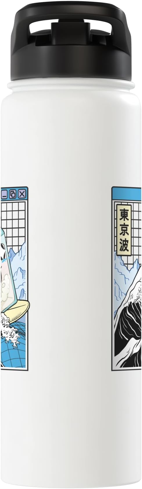 Surfing Milk Carton Kanagawa Wave Anime Kawaii Vaporwave Stainless Steel Insulated Water Bottle