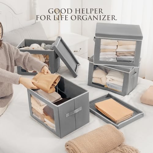 Large Storage Bins with Lids (6 Count)