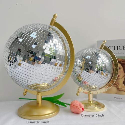 Disco Ball Globe Home Decor Statues Classic Tabletop Art Sculpture Gold Discoball Unique Western Modern Decorative Aesthetic Sculptures