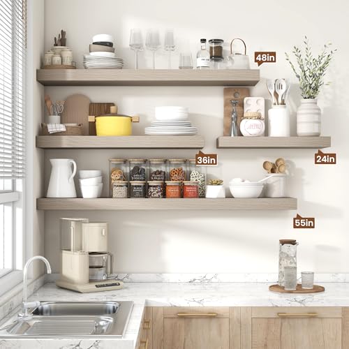 Floating Shelves 35.7" W x 10.3" D Grey Set of 2 (2 Count)