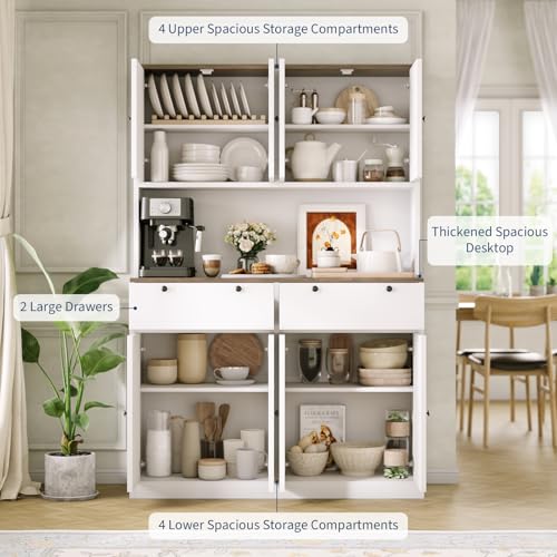 71" Tall Kitchen Pantry Storage Cabinet with Charging Station