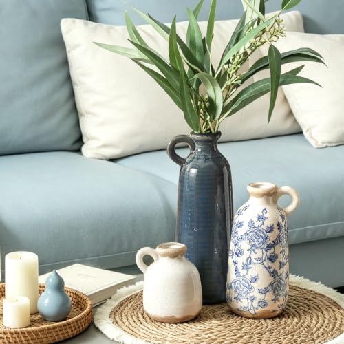 Ceramic Vase Set of 3 with Handle (3 Count)