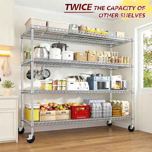 Set of 2 Storage Shelves Metal Shelving with Wheels (2 Count)