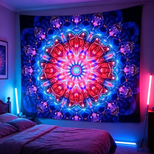 Blacklight Mandala Boho Tapestry