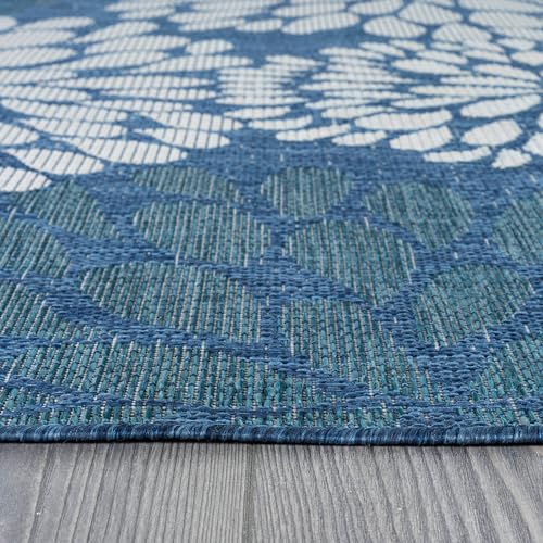 Outdoor Rug 10x14 Modern Exotic Tropical Leaf Area Rugs for Indoor and Outdoor Patio Deck Porch Garden Water Resistant Washable Outside Carpet