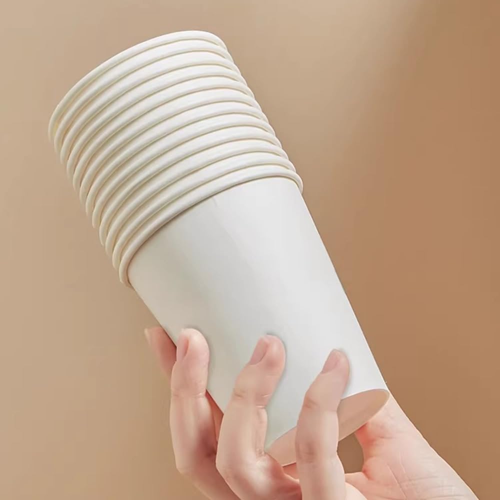 100 count 12 oz Coffee Cups, Leak-Proof Paper Cups 12 oz, Sturdy White Disposable Paper Coffee Cups for Cold and Hot Drinks
