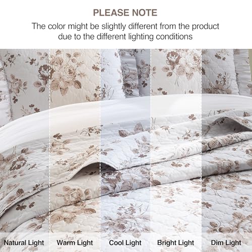 Khaki Ruffled Quilt Twin Size with 1 Pillow Sham