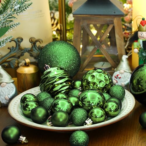 24ct Green Christmas Ball Ornaments for Tree Decorations (24 Count)