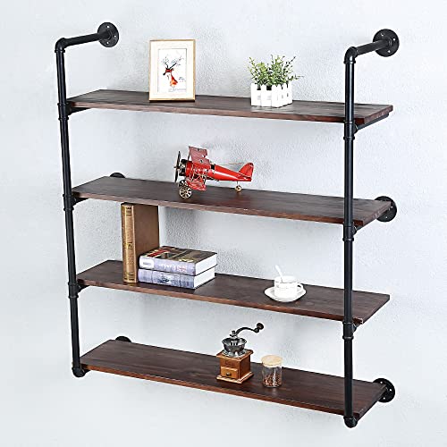 Industrial Pipe Shelves With Wood Planks