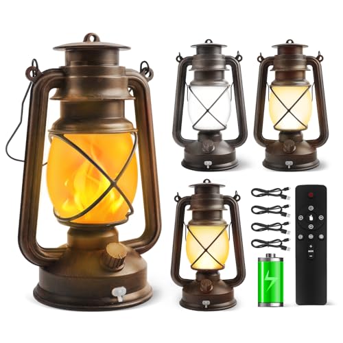 4 Pack Bronze Vintage 4 Modes Rechargeable Lanterns with Remote Control (4 Count)
