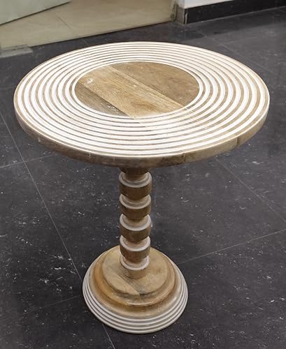 Lightnpro Rustic Rings Wooden Pedestal Pillar Table