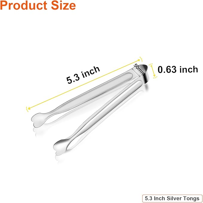 Serving Tongs, Anytrp 12-Packs Stainless Steel Sugar Tong, 5.3inch Small Tongs for Serving Food, Appetizers, Buffets, Coffee Bar, Kitchen, Tea Party, Desserts Party and Ice Bucket