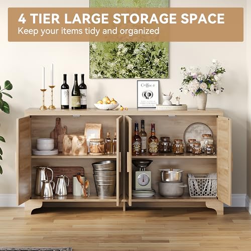 Natural Rattan Storage Cabinet with Shelves