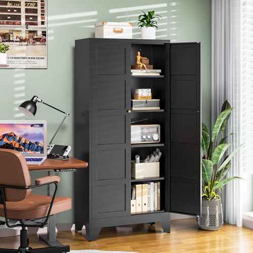 71" H Metal Storage Cabinet with 2 Doors and 4 Shelves