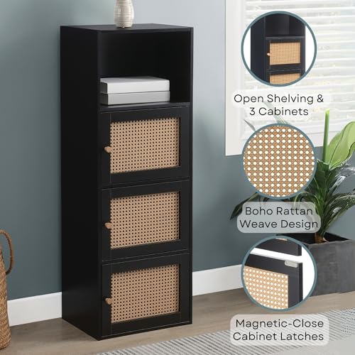 Xtra Storage Boho Weave 3 Door Cabinet 16.5"