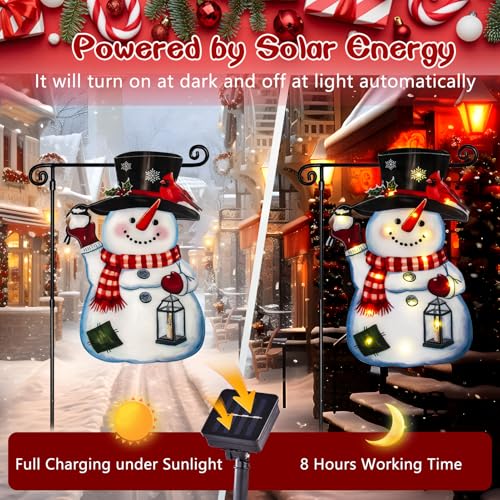 Lighted Christmas Snowman Garden Flag